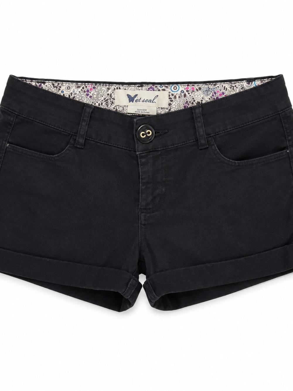 Wet Seal Black Cuffed Jean Shorts